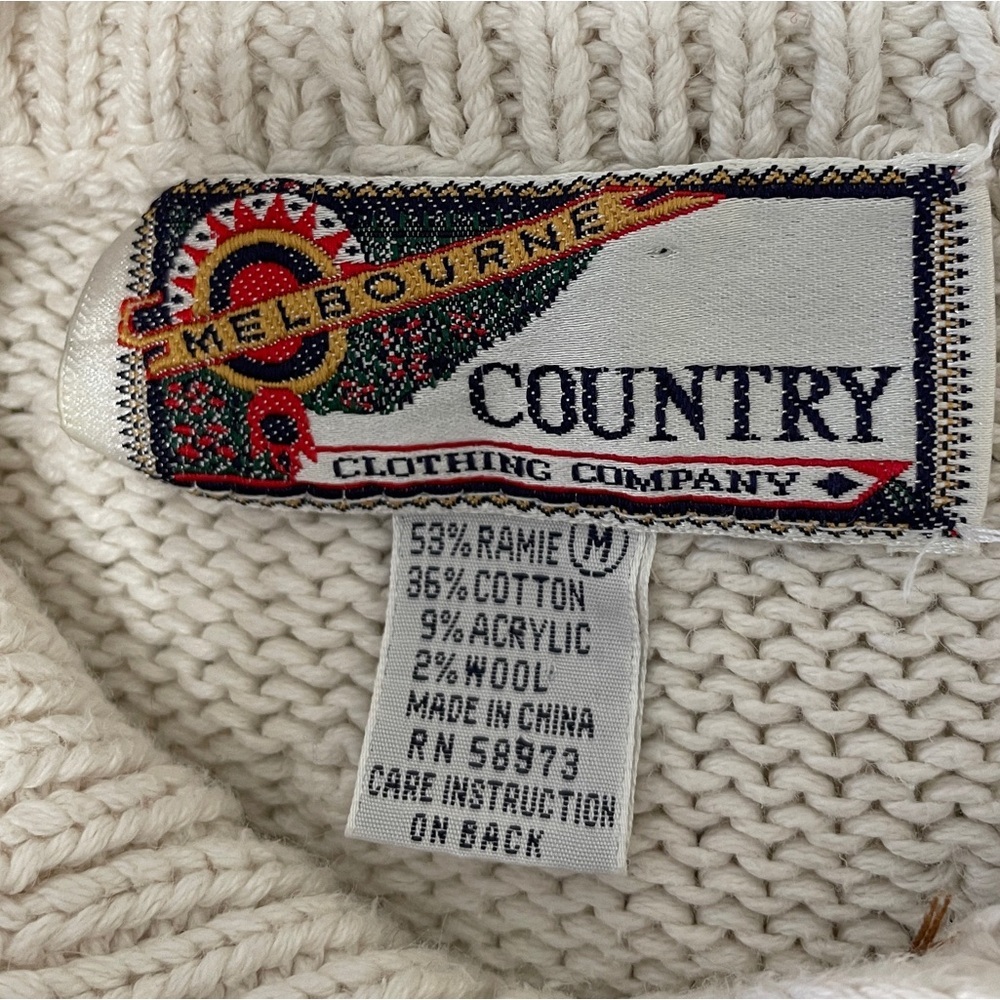 VTG Patchwork Chunky Knit Wool Blend Collared Mul… - image 7